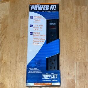 Black Power Strip with 7 Outlets